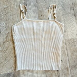 House of Harlow Cream Ribbed Women's Top